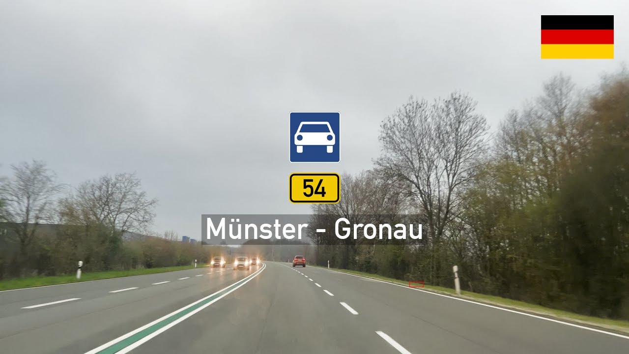 Driving in Germany: Bundesstraße B54 from Münster to Gronau