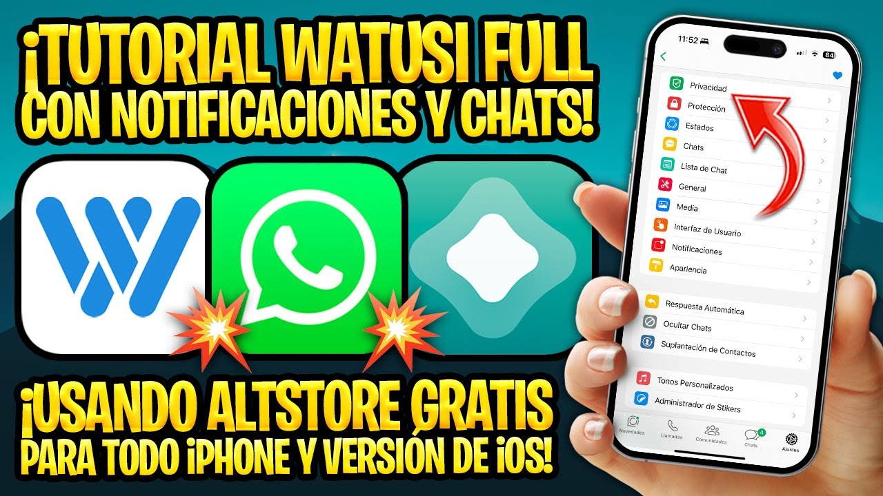 WHATSAPP WATUSI GRATIS EN TODO iPHONE CON ALTSTORE ✅ TUTORIAL CON NOTIFICACIONES Y RESPALDO DE CHATS