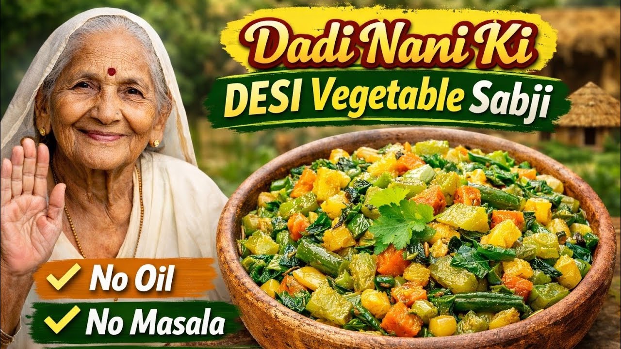 Dadi Nani ki DESI Vegetable Sabji with No Oil and No Masala?