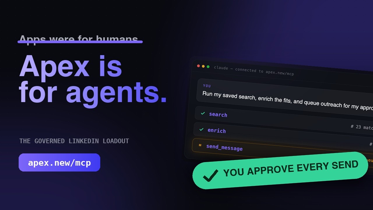Apex by LeadShark 🦈 LinkedIn GTM loadout for AI agents (Claude, ChatGPT, Cursor)