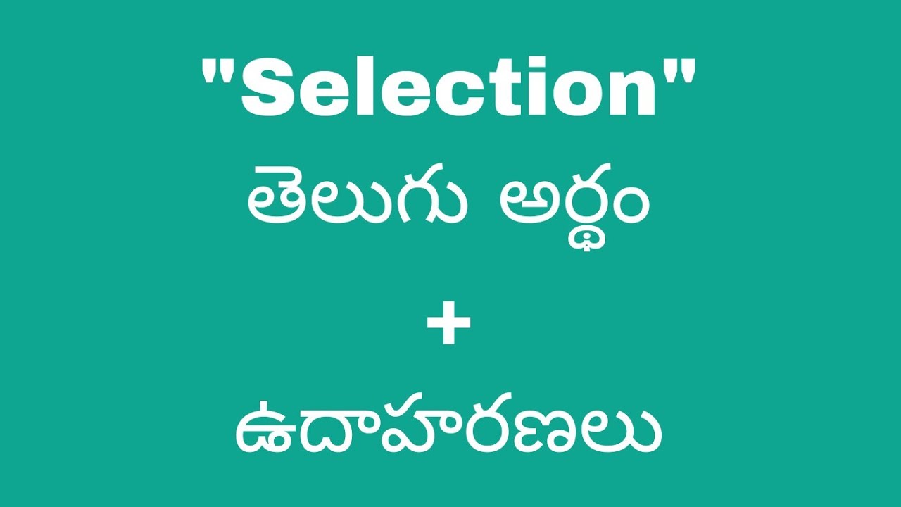 Selection meaning in telugu with examples | Selection తెలుగు లో అర్థం @Meaning in Telugu