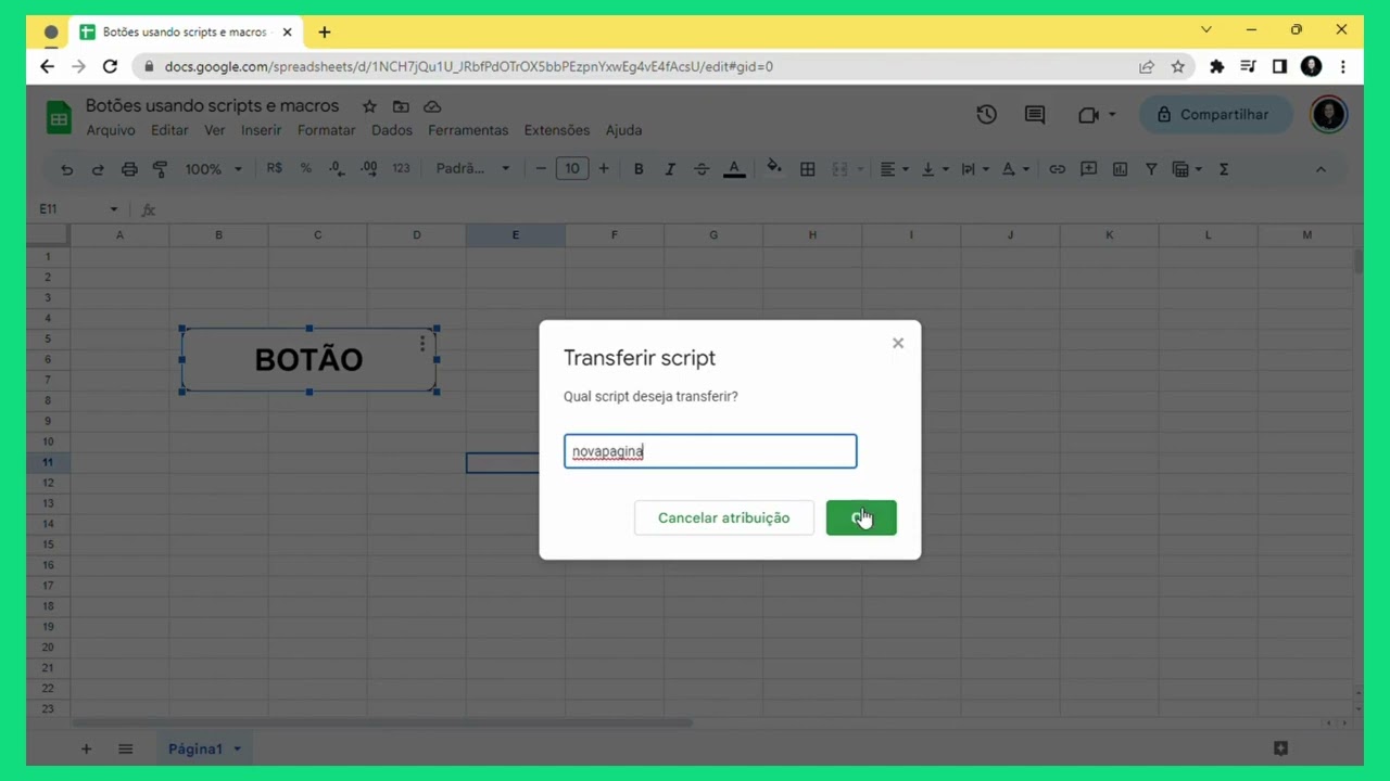 #tutorial criando BOTÃO no Google Planilhas