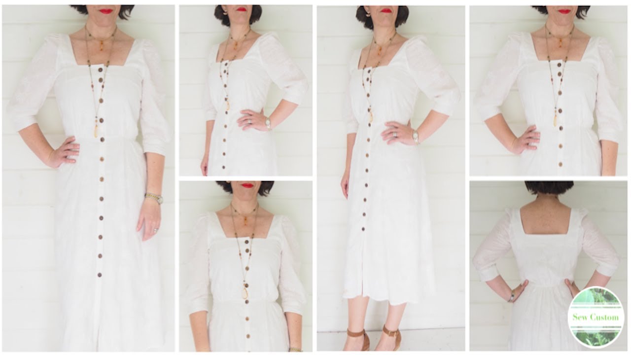 ♥️How I Sewed my Lined Linen Button Down Midi Dress with Square Neck Detail♥️ #sewingtutorial