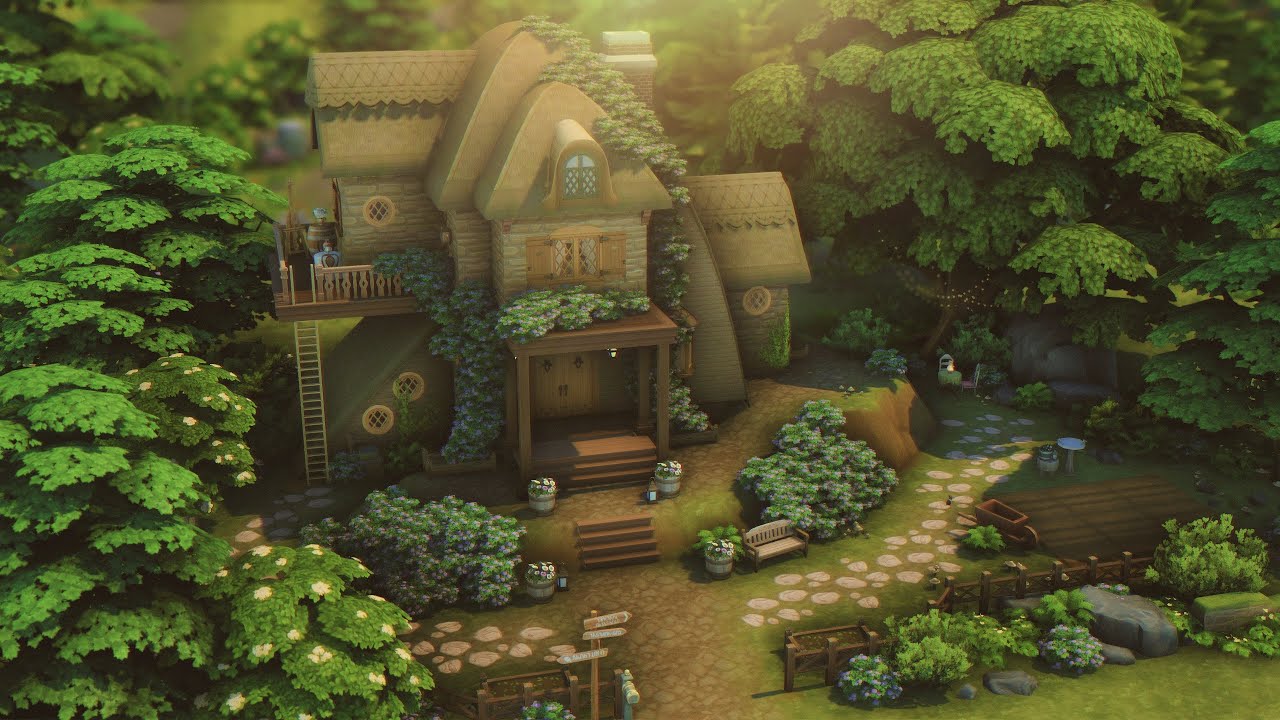 Witch's Flower Cottage 🌷 | The Sims 4 | Speed Build with Ambience Sounds