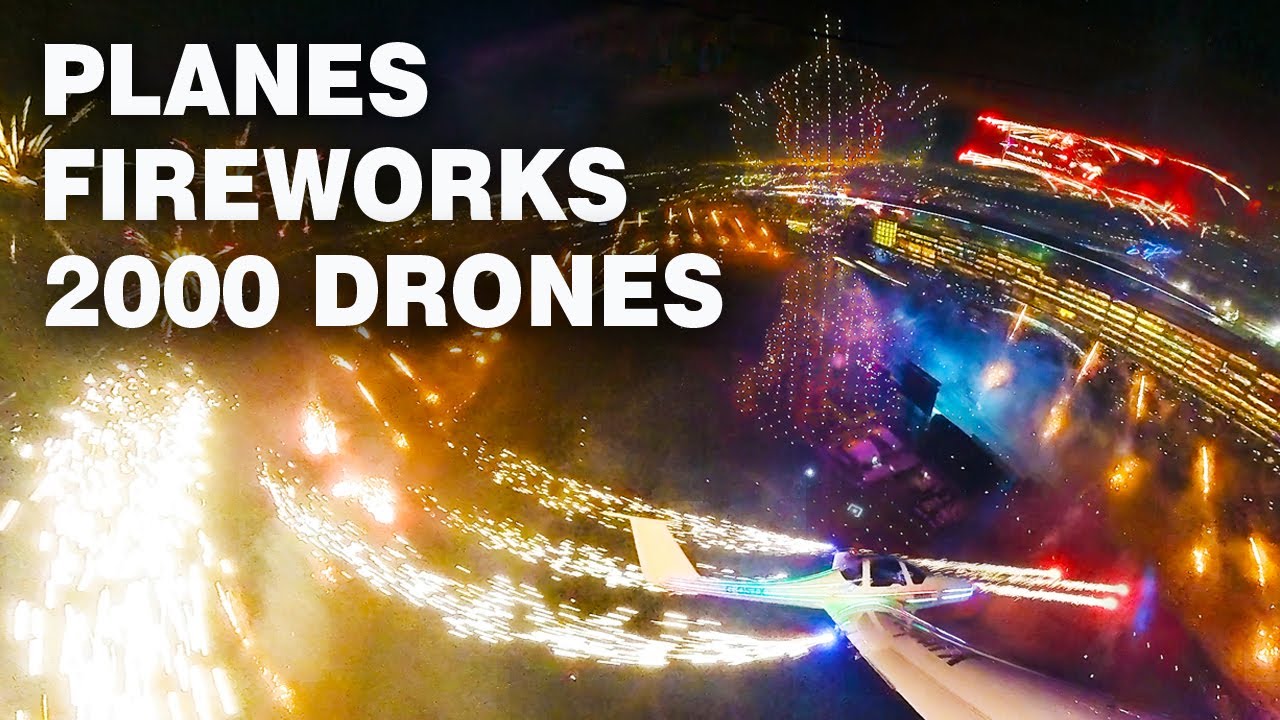 WORLD FIRST I  Dubai -  Pyro planes, 2000 drones & fireworks