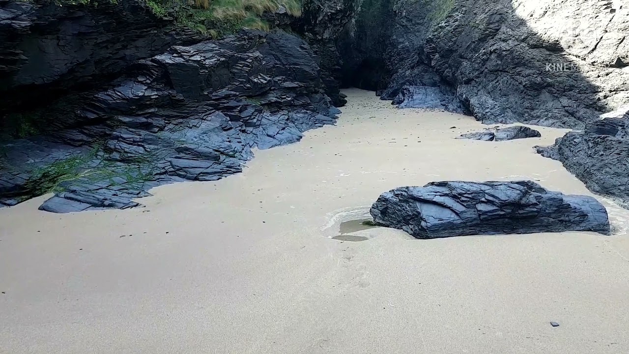 sounds of the sea at Porthcothan Bay North Cornwall ,tide going out