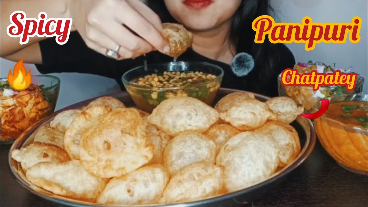 Eating Spicy🔥 Panipuri with chatpatey and chole | Spicy Panipuri 🥵 Mukbang