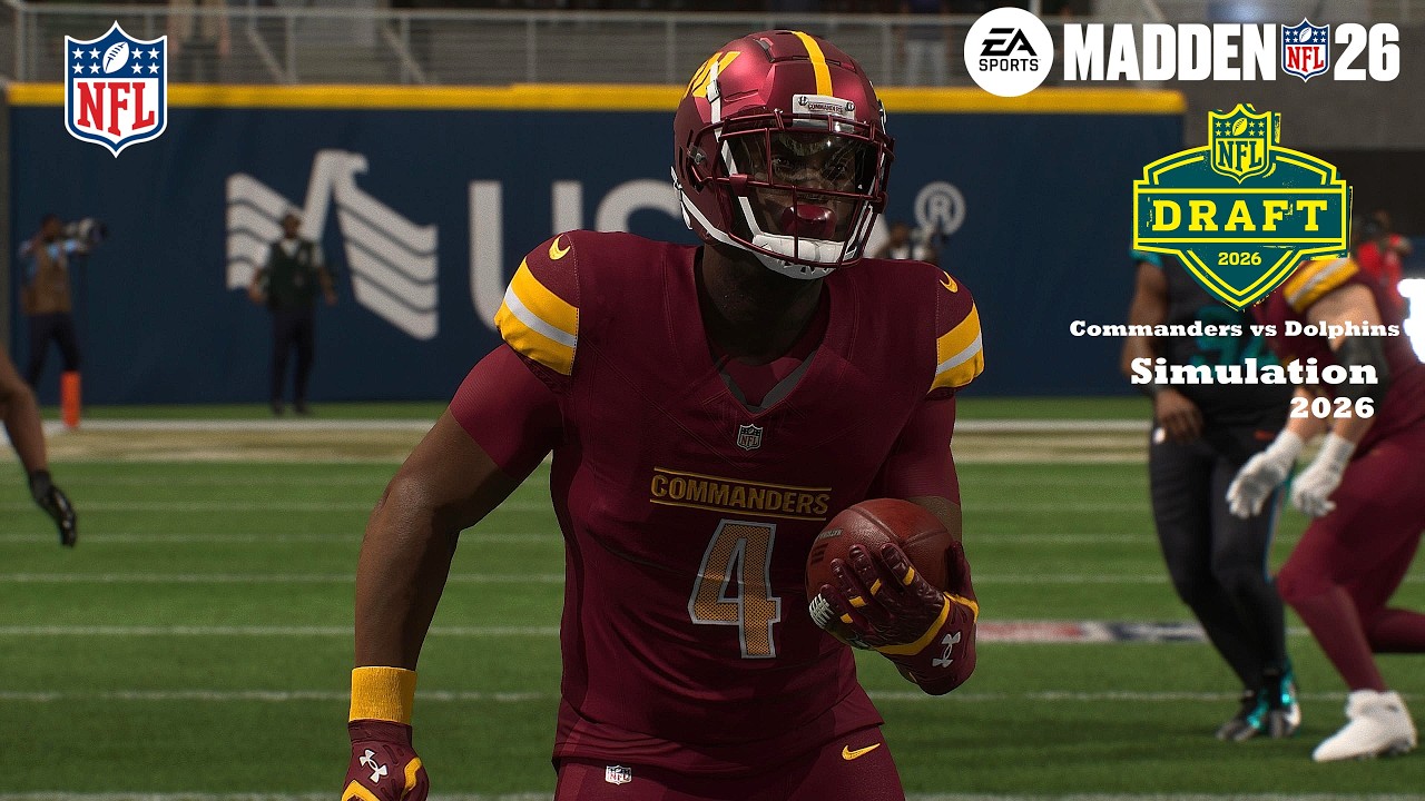 Madden 26 Jeremiyah Love Commanders vs Garrett Nussmeier Dolphins Sim NFL DRAFT EARLY 2026 Game Play