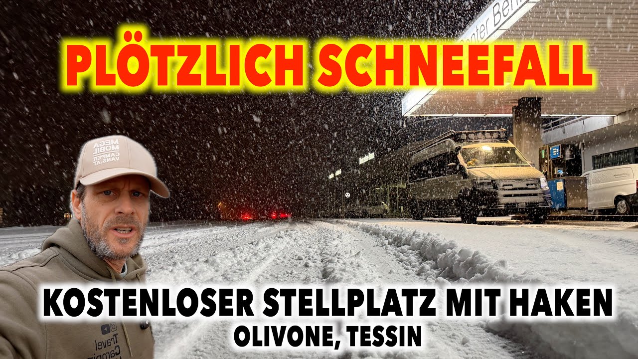 #1328 MAN TGE Notlauf & Wintereinbruch | Stellplatz Olivone Tessin | Schneefall & Neuschnee, Schweiz