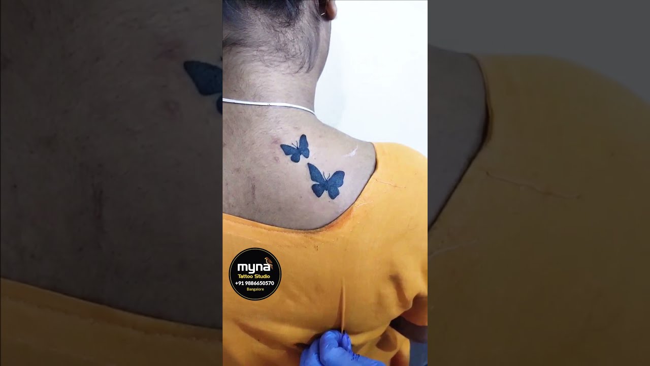 Butterfly Tattoo on back - Myna Tattoo Studio - Best Tattoo Studio Bangalore - Female Tattooist