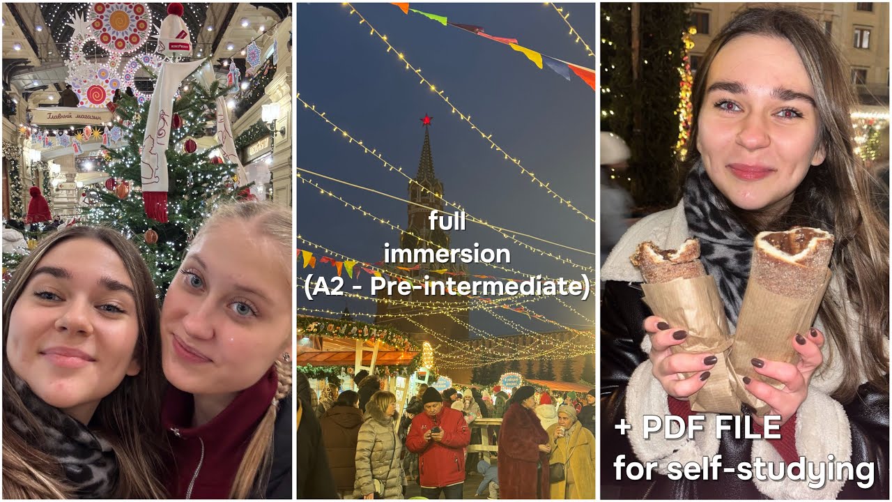 Russian Listening Practice A2: Christmas in Moscow Vlog 🇷🇺🎄 