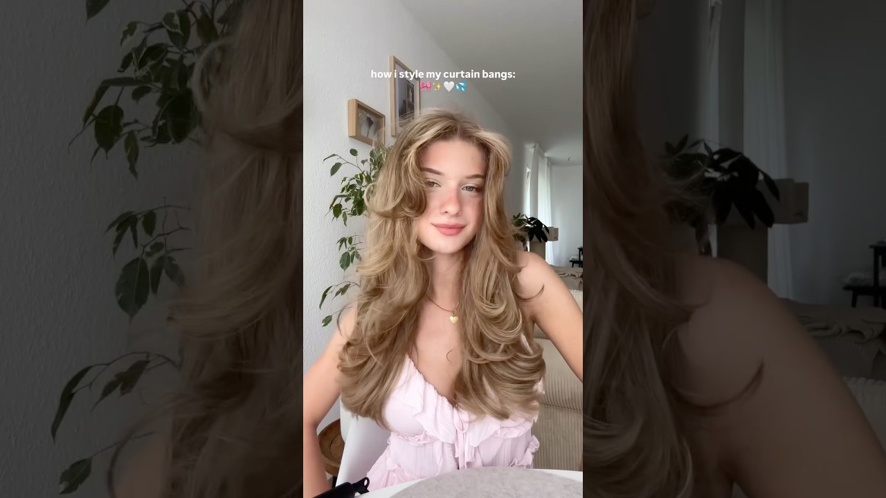 STYLING CURTAIN BANGS TUTORIAL✂️ #curtainbangs #curtainbangtutorial #hairstyle #butterflyhaircut