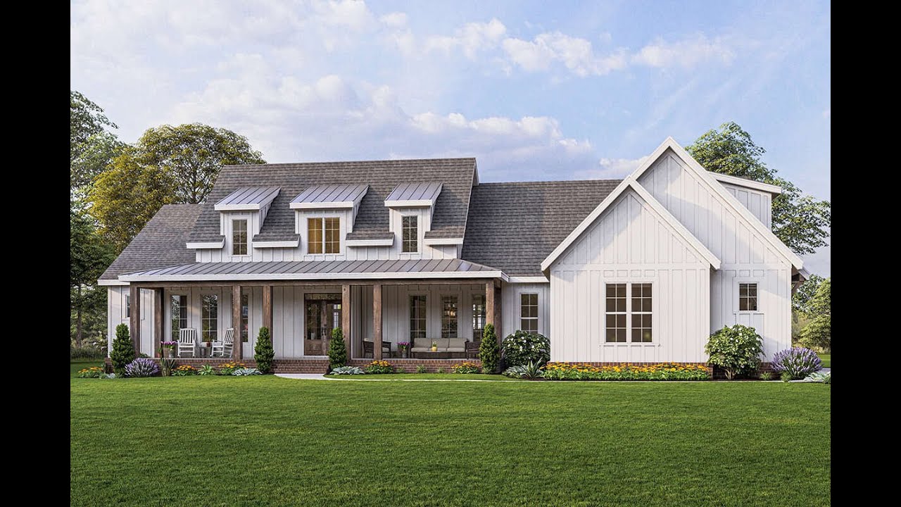 EXCLUSIVE MODERN FARMHOUSE PLAN 009-00309 WITH INTERIOR