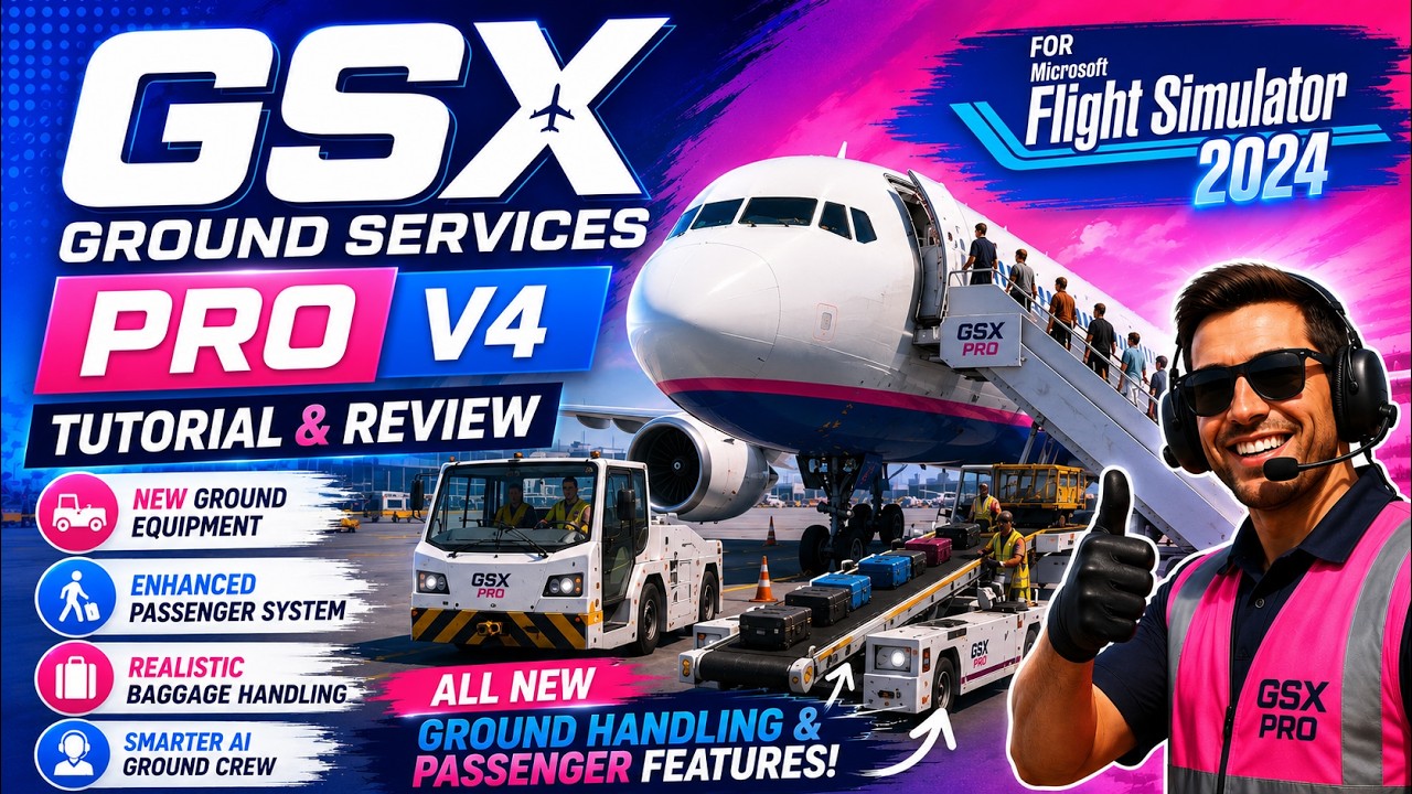 GSX GROUND SERVICES PRO V4 ДЛЯ MICROSOFT FLIGHT SIMULATOR 2024 / ОБЗОР И РУКОВОДСТВО &mdash; HD