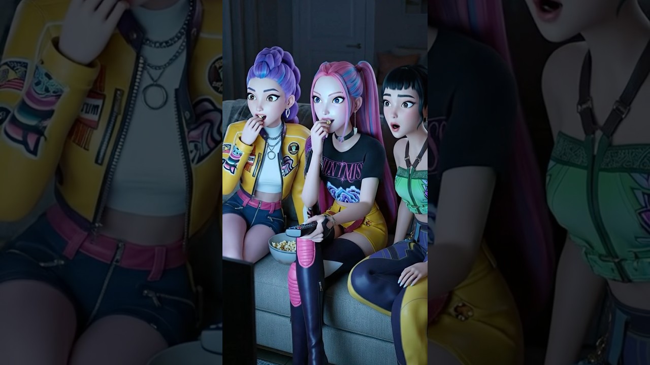 Rumi, Mira & Zoey&rsquo;s Movie Night 🎬🍿| Kpop Demon Hunters Funny Shorts