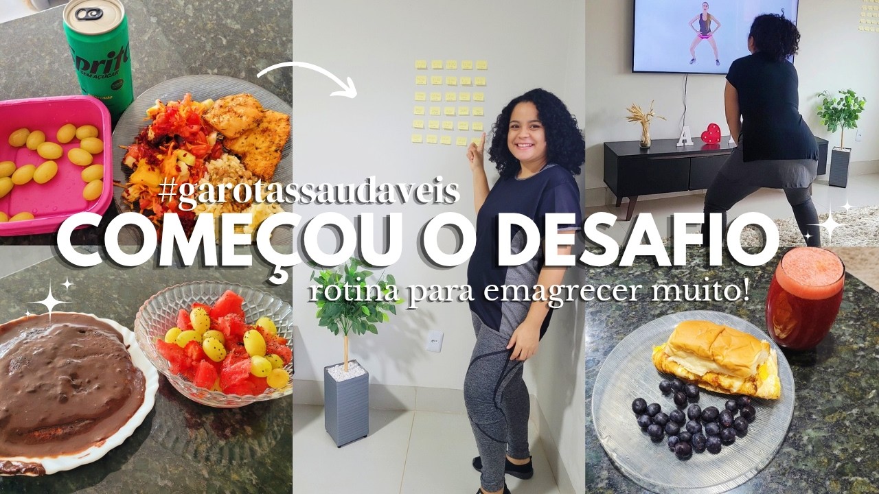 COMEÇOU O DESAFIO #garotassaudaveis pra emagrecer 💪🏻💚🥗🩷 minha rotina de alimentação completa!