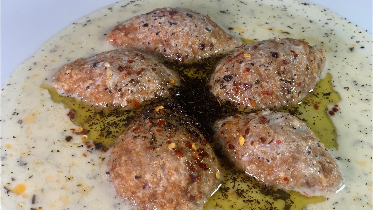 Kibbeh Labanieh Recipe-Stuffed Meatballs with Mint Yogurt sauce.Lebanese Kibbeh in yogurt,كبّة لبنية