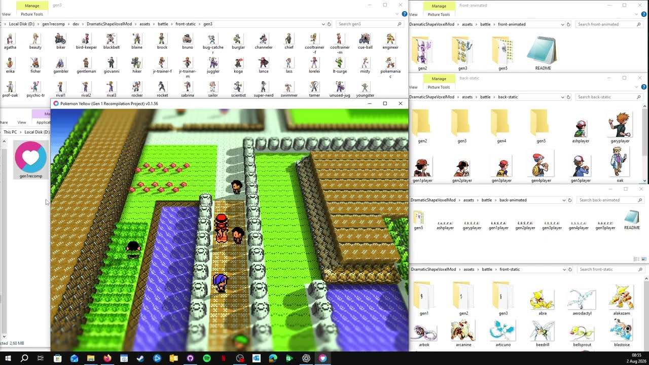 Pokemon RBY gen1recomp with hotswappable sprite battle art