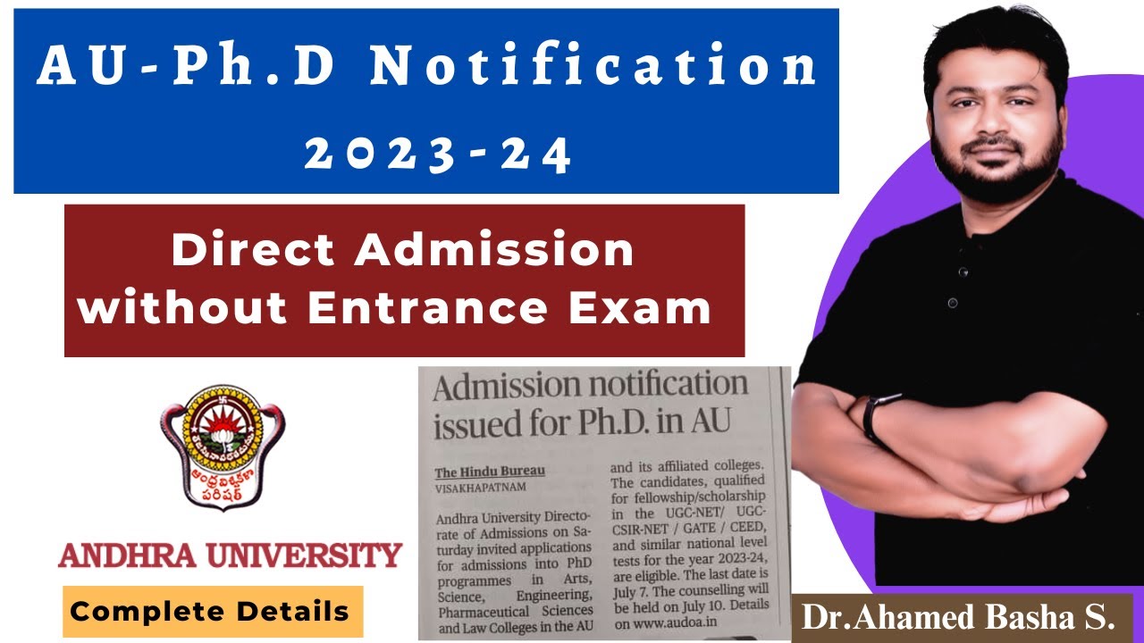 Ph.D Admission Notification 2023 - Andhra University #rcet #rcet2023 #aprcet