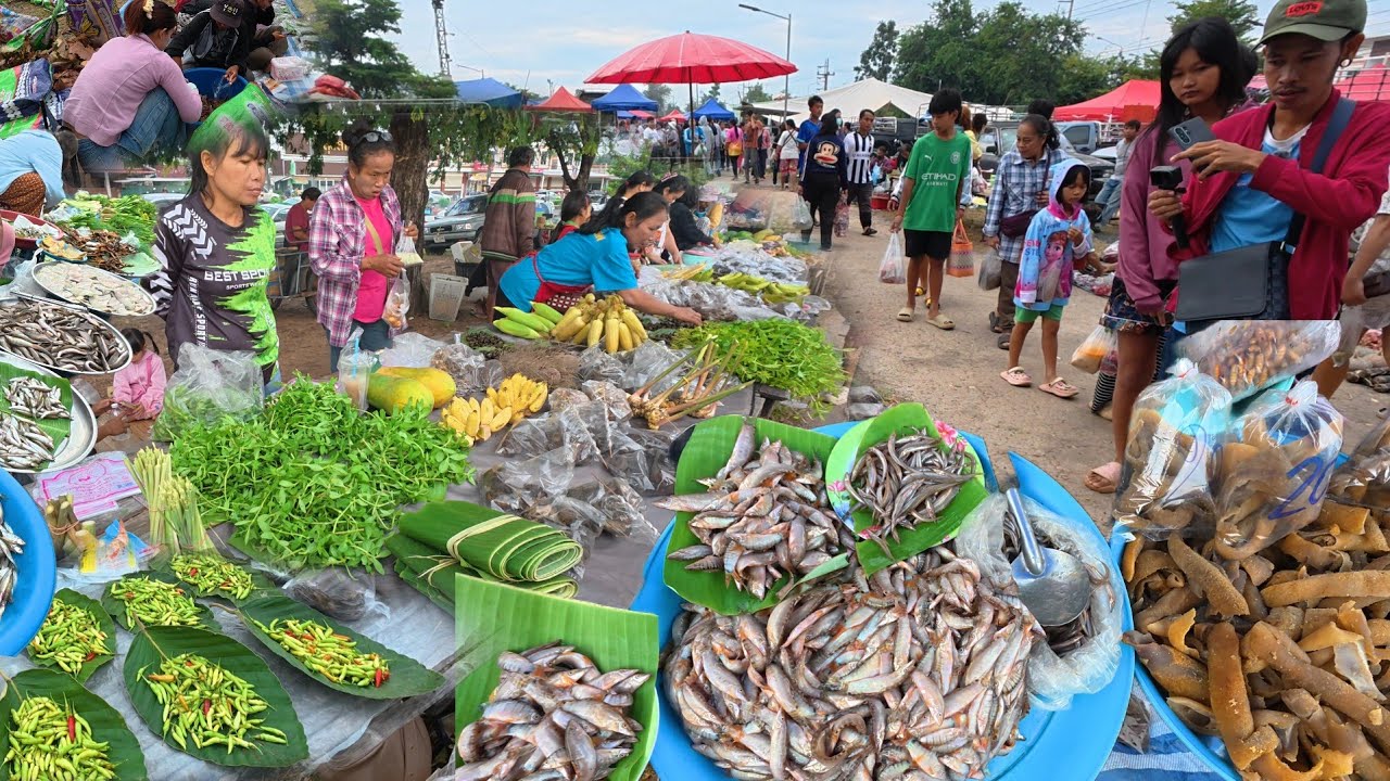 #ชนบทอีสาน ตลาดนัดหัวนา อาหารธรรมชาติเยอะสุดๆ ‼️อำเภอเขมราฐ อุบลราชธานี