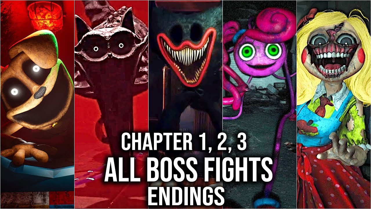 Poppy Playtime Chapter 1, 2 , 3 - All Boss Fights & Monster Encounters + All Endings (4K60fps)