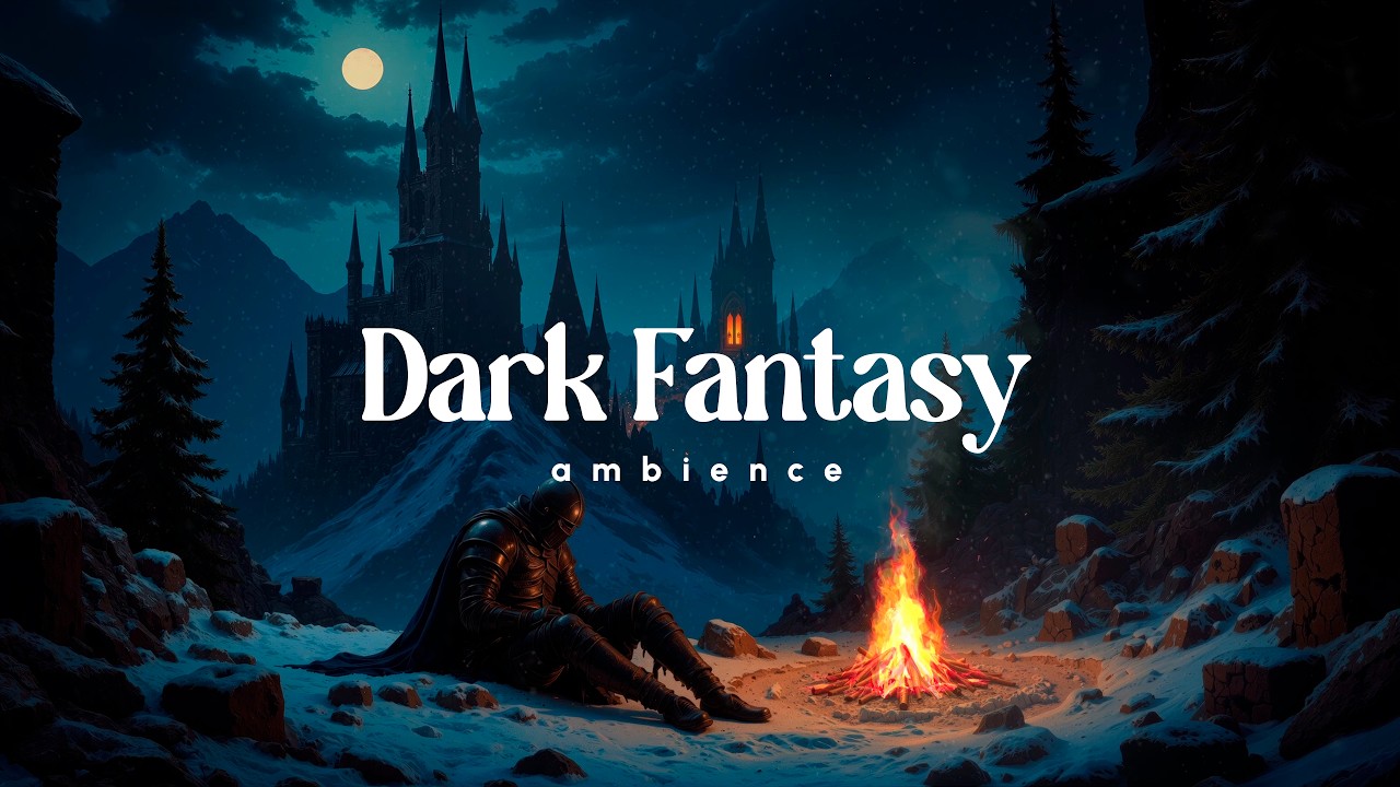 You need to rest, knight. The road ahead is long. | Calm Dark Fantasy Snow Campfire Ambience (4K)