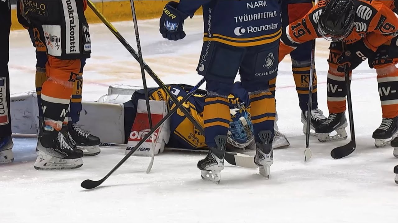 Lukko-vahti Antti Raanta loukkaantuu HPK-ottelussa 31.1.2026