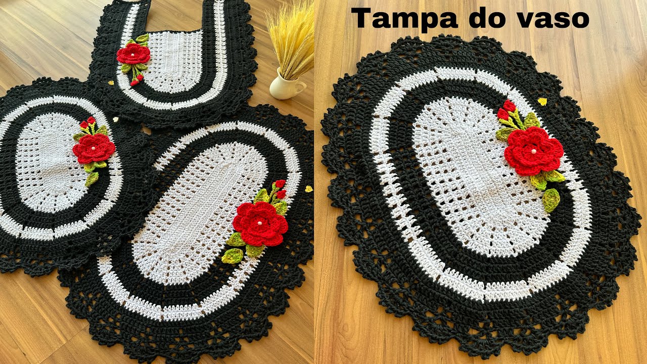 Jogo de banheiro de crochê passo a passo tampa do vaso