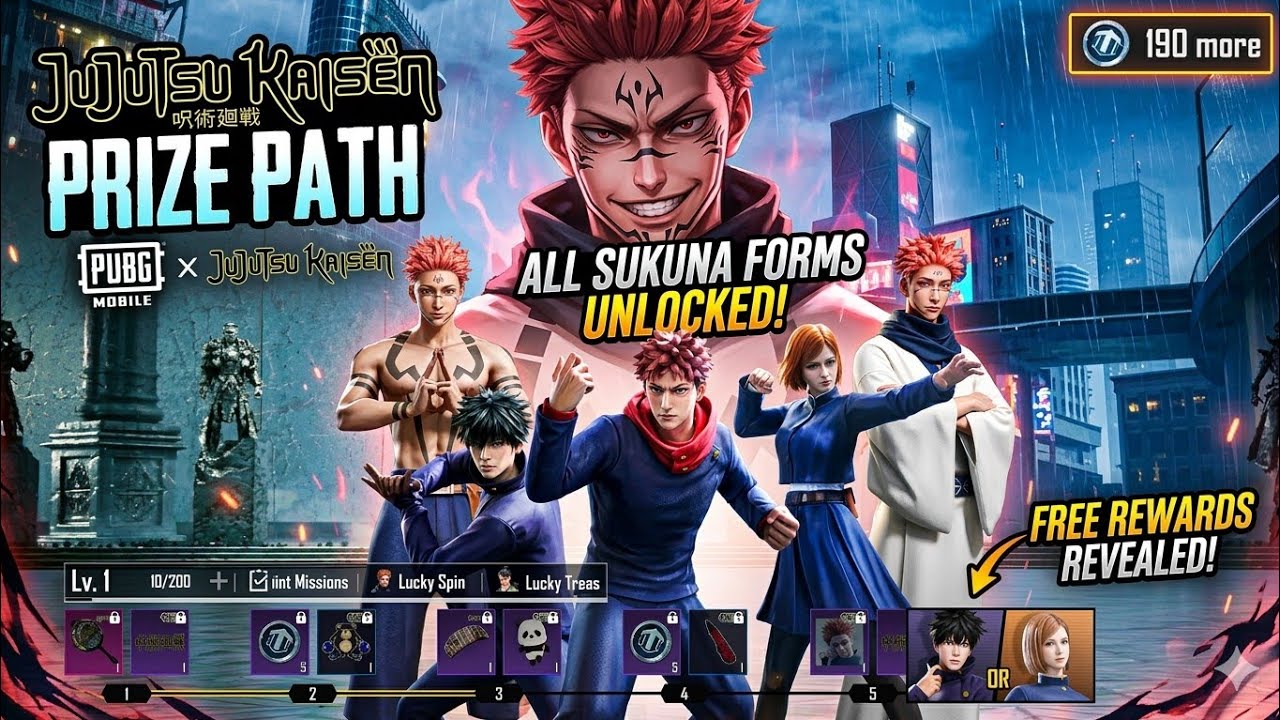  🔥JUJUTSU KAISEN PRIZE PATH IS HERE IN500 UCL GET FREE LUCKY COINS | BGMI 4.3UPDATE RELEASE DATE