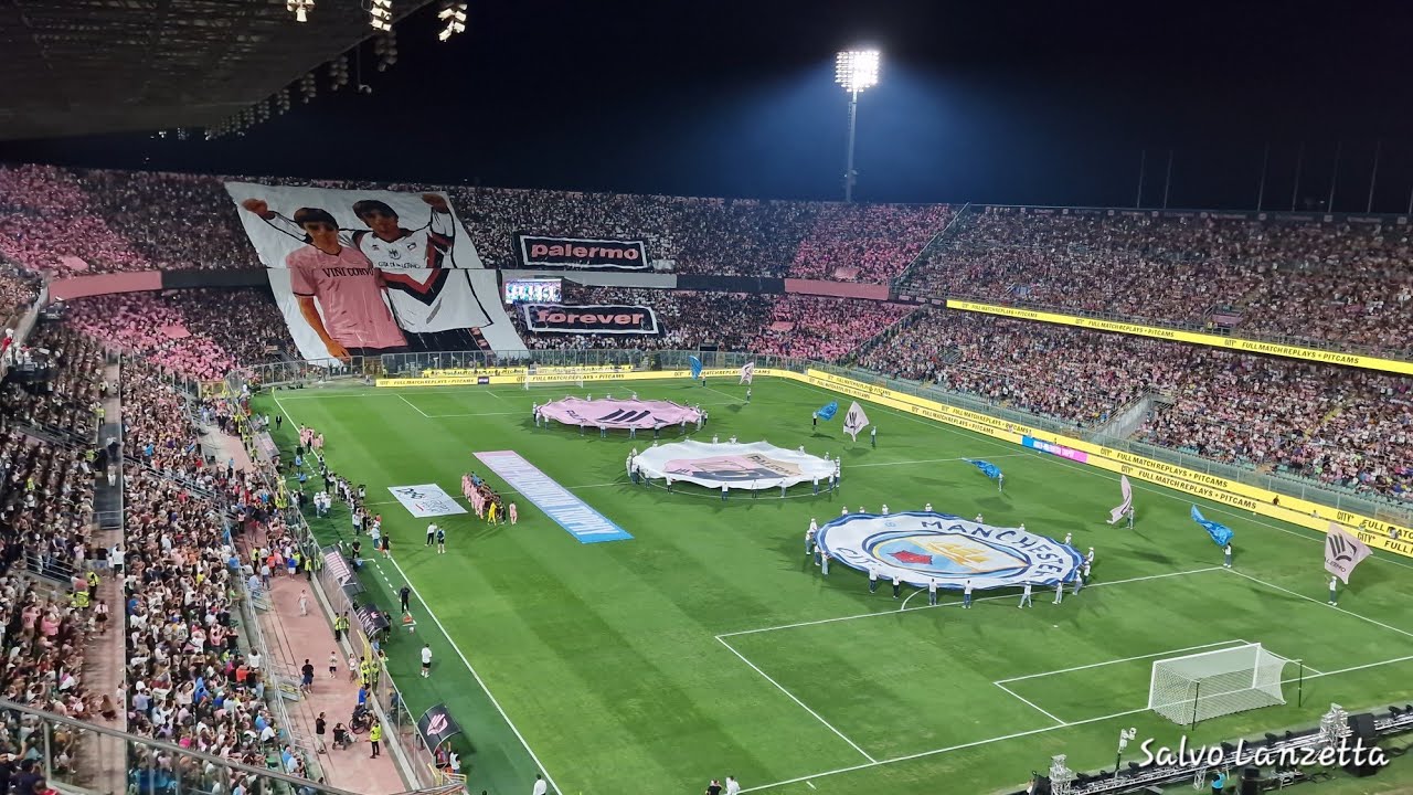 PRE PARTITA E TIFO PALERMO 🩷🖤- MANCHESTER CITY 💙🩵 0-3 (4K) 09/08/2025