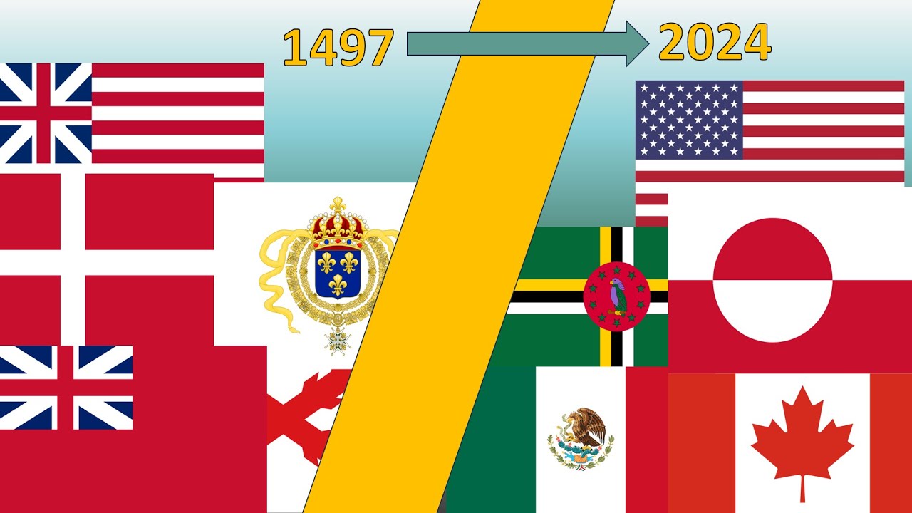 Evolution of ALL NORTH AMERICAN Flags throughout History (1497-2024)