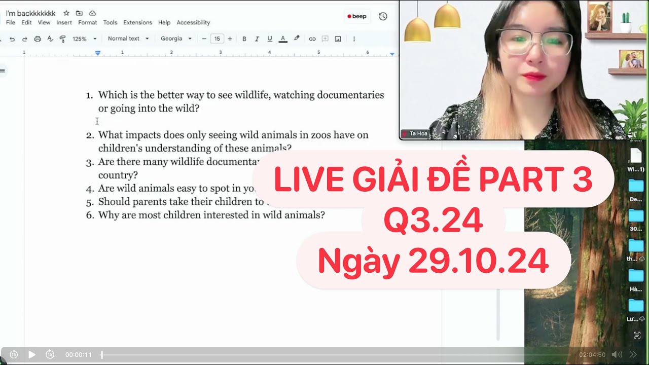 Full Live giải speaking PART3 Quý 3.24  ngày 29.10.24 Ths TẠ HOÀ IELTS 9.0  9.0 SPEAKING