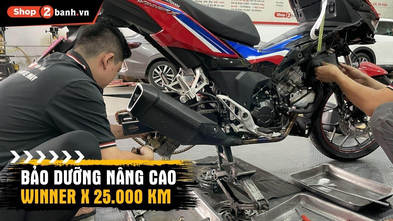 Bảo dưỡng nâng cao cho Winner X đi 25.000 km. Vệ sinh: heo, họng ga, kim phun, lọc xăng, dây ga/côn