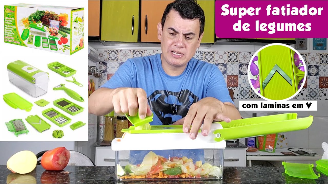 FATIADOR e PICADOR DE LEGUMES COM LAMINA EM ``V`` - Fubá online