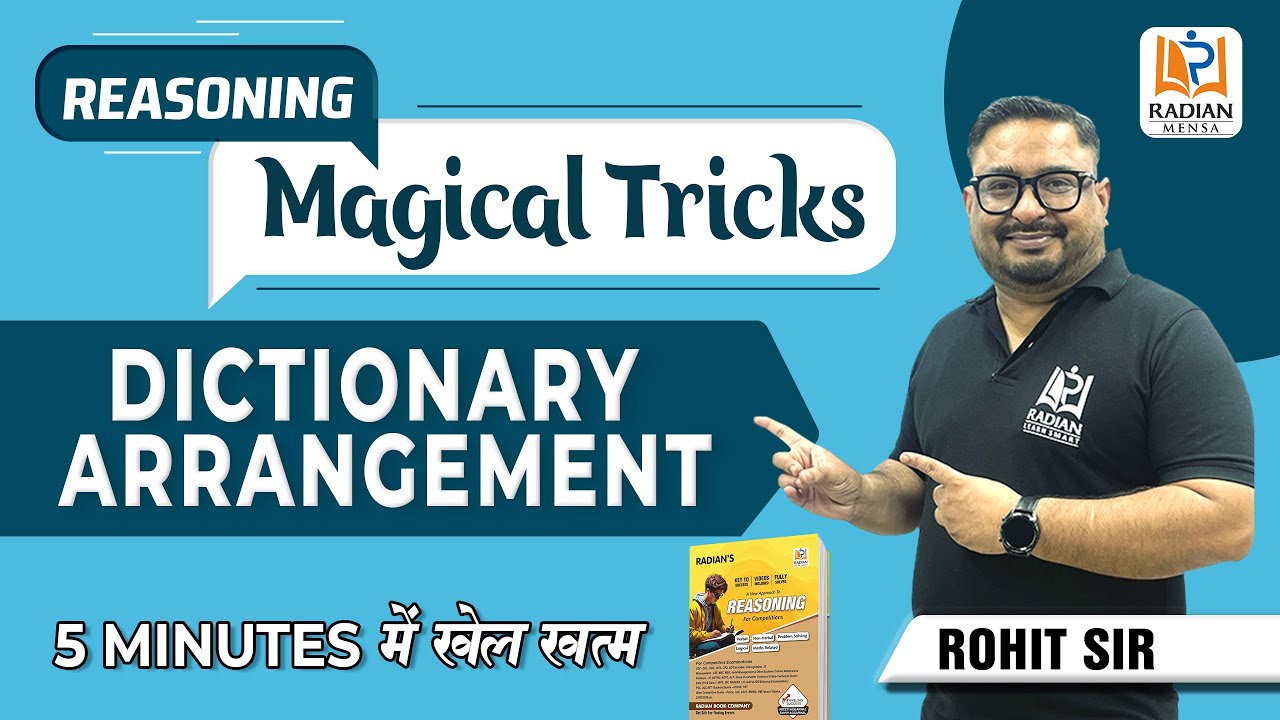 DICTIONARY ARRANGEMENT TRICKS | REASONING BY ROHIT SIR #reasoning #radianmensa #ssc #rrbntpc #ssccgl