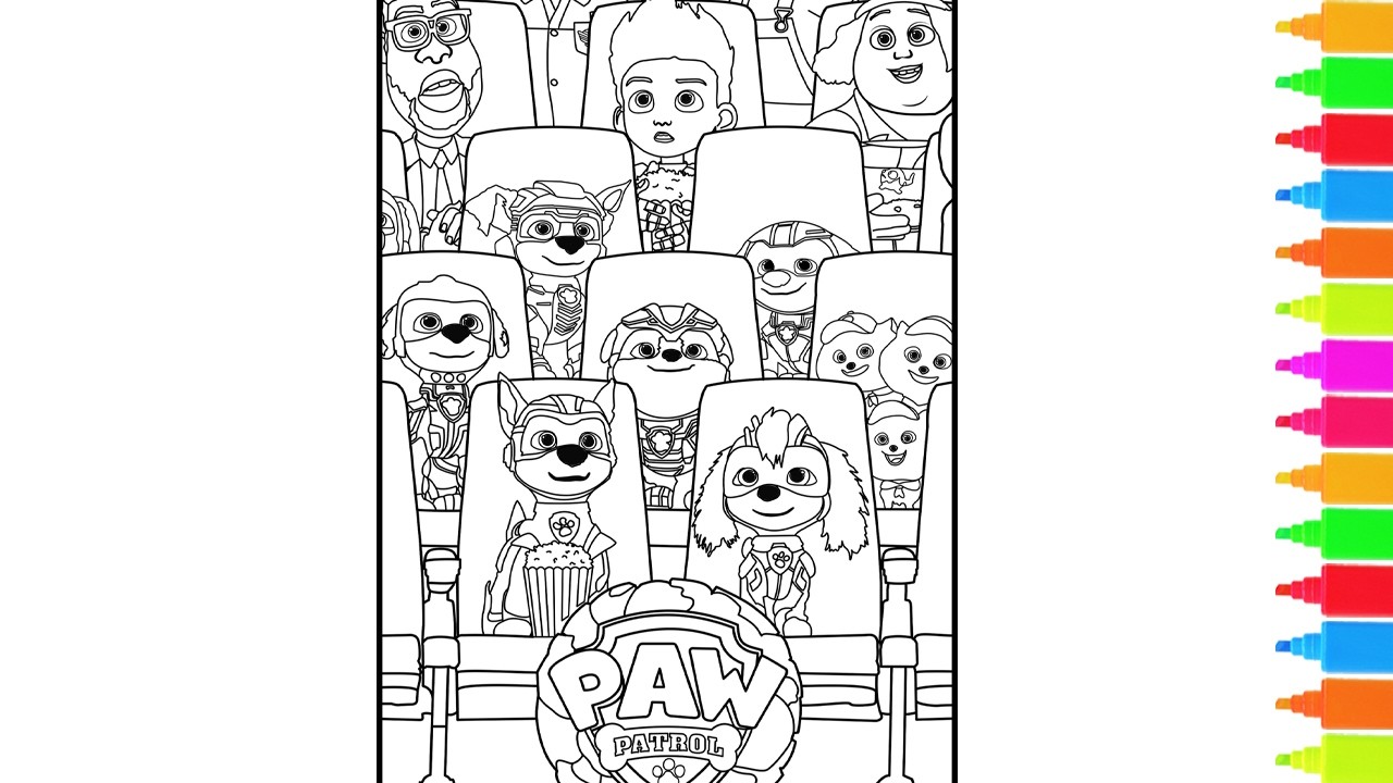 Coloring Paw Patrol - The Mighty Movie - Ryder Chase Rescue Pups | Paw Patrol Coloring Pages