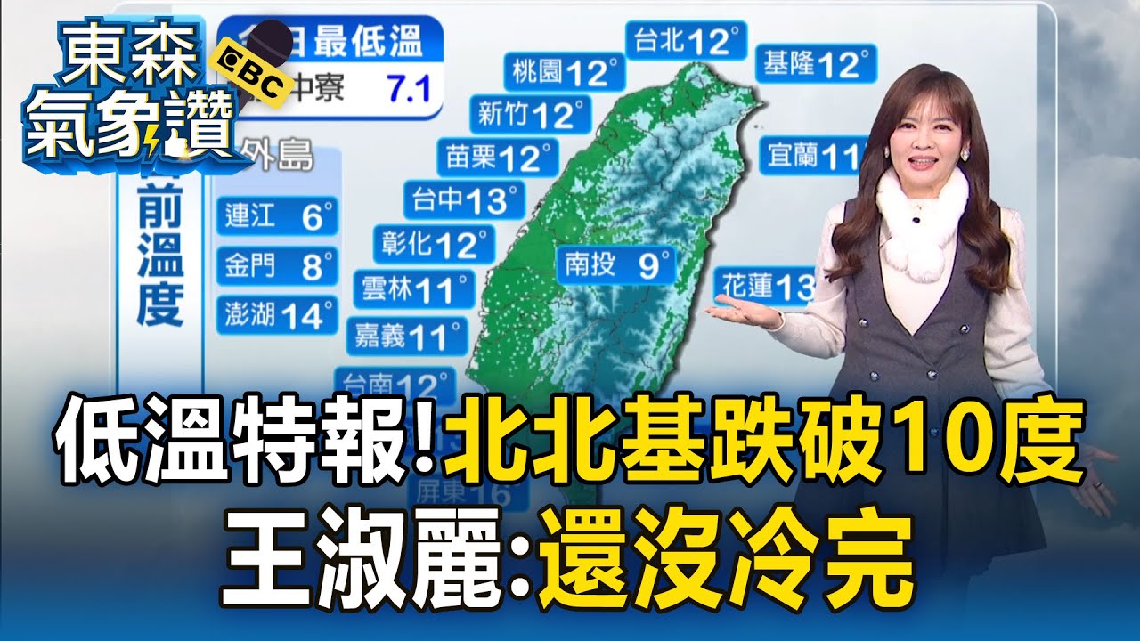 王淑麗：還沒冷完！ 全台21縣市低溫特報「北北基跌破10度」【東森氣象讚】