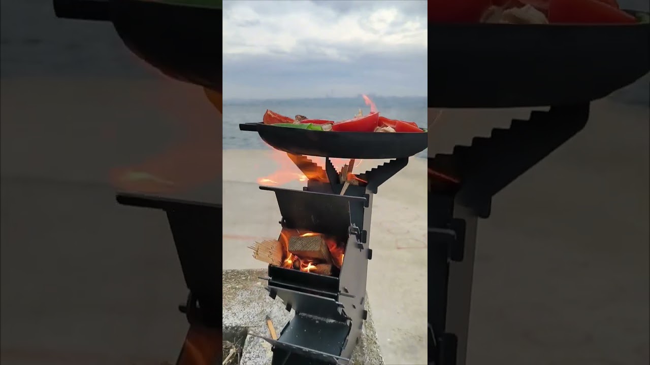 Roket Sobada Kokore&ccedil; Pişirme #rocketstove #kokore&ccedil; #kampocağı #portable #mangal #arvalli