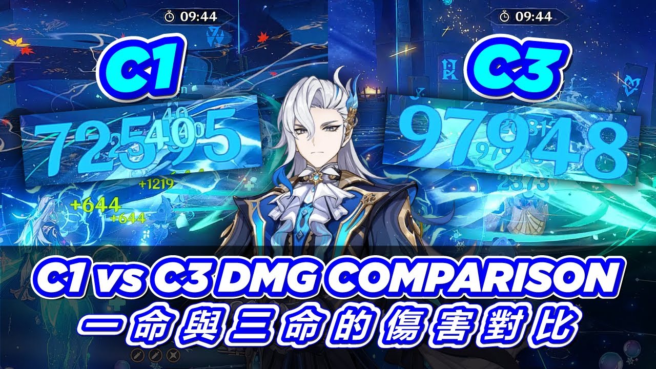 Neuvillette C1 vs C3 Quick Damage Comparison | Genshin Impact