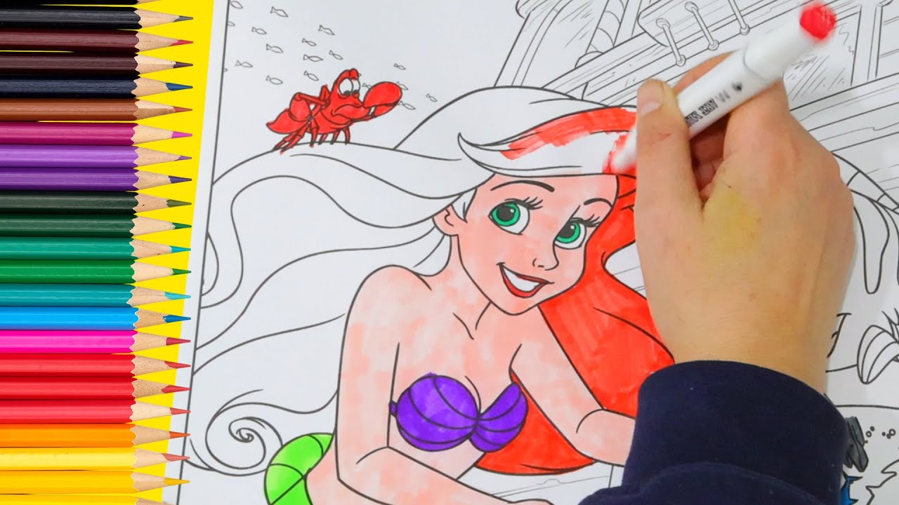 Coloreando Dibujos Gigantes de Princesas Disney con marcadores, lápices de color y crayolas