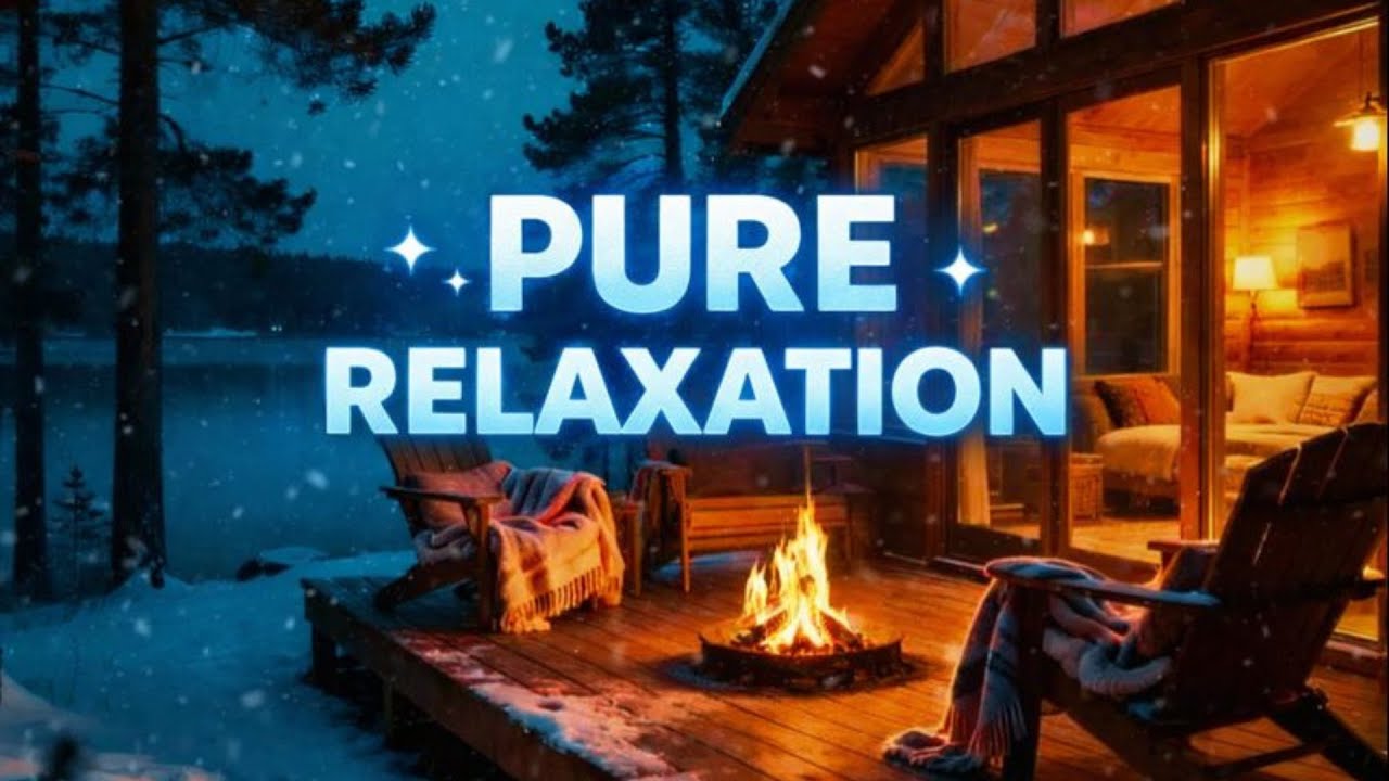 Midnight Snowfall at the Lakeside Cabin ❄️ Healing Piano Music for Deep Sleep & Stress Relief