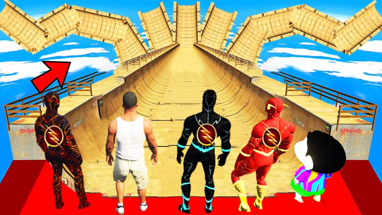 SHINCHAN AND FRANKLIN TRIED IMPOSSIBLE TWIST DEATH BIKE RAMP CHALLENGE IN GTA 5