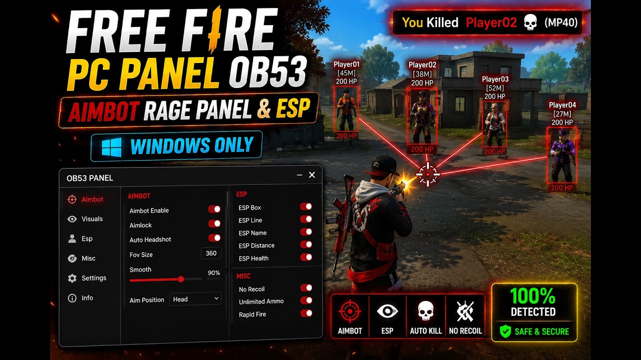 [FREE]FREE FIRE PC PANEL OB53 \ FREE FIRE PANEL AIMBOT PANEL + LEGIT AIM 100% Safe