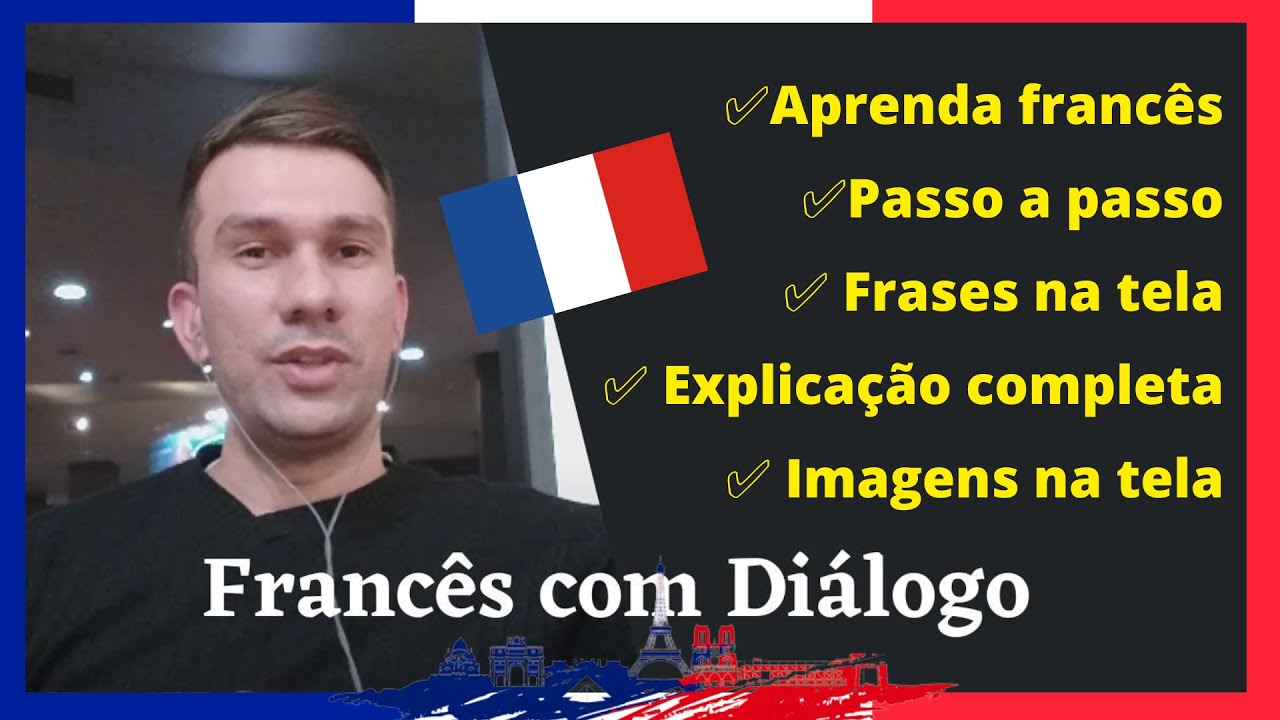 Aprenda francês com diálogo - Passo a passo - Com imagens, frases e explicação na tela