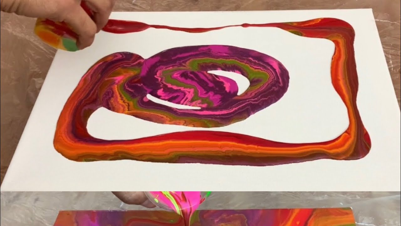 Satisfying Arts on Canvas / Acrylic Pouring Blow on Canvas/ Bath Bomb effect.