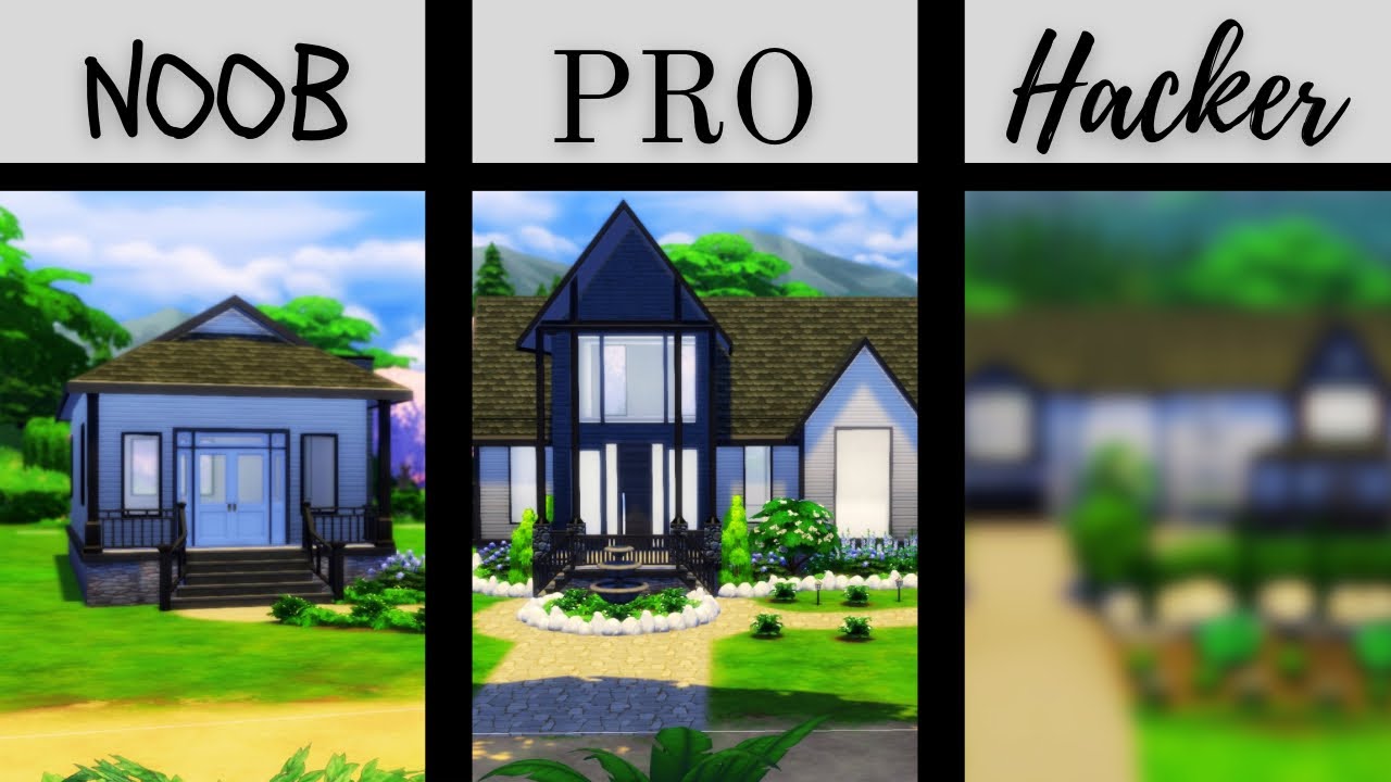 NOOB vs. PRO vs. HACKER || SIMS 4 SPEED BUILD