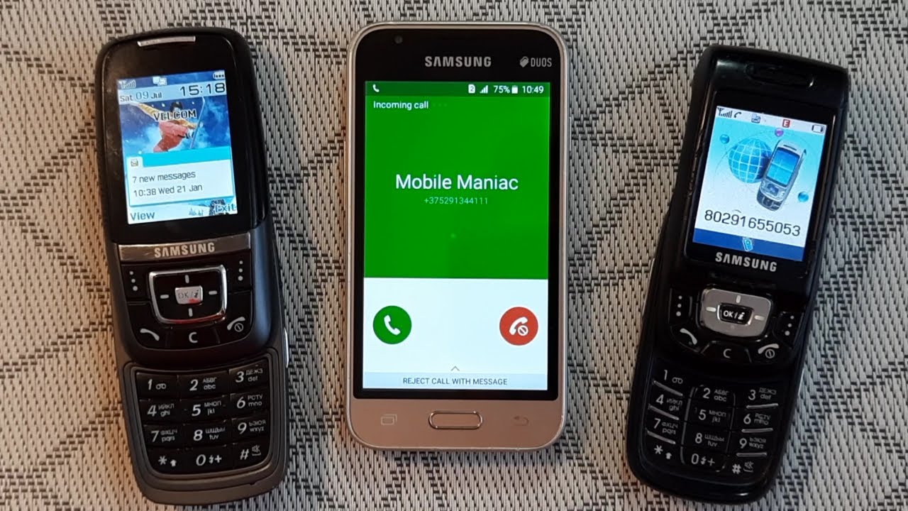 Evolution of Samsung - Incoming call Samsung Galaxy J1 mini + Samsung SGH-D500 + Samsung SGH-D600