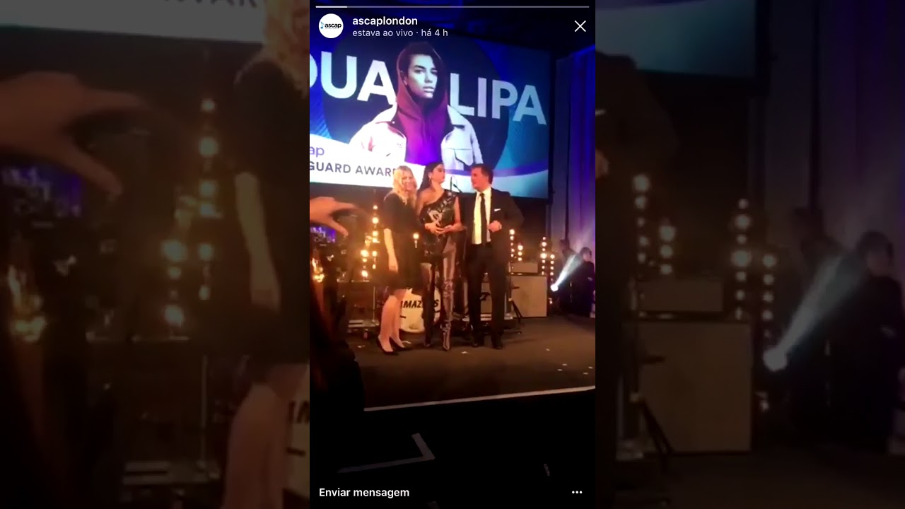 Dua Lipa Accepting The Vanguard Award at ASCAP London Awards