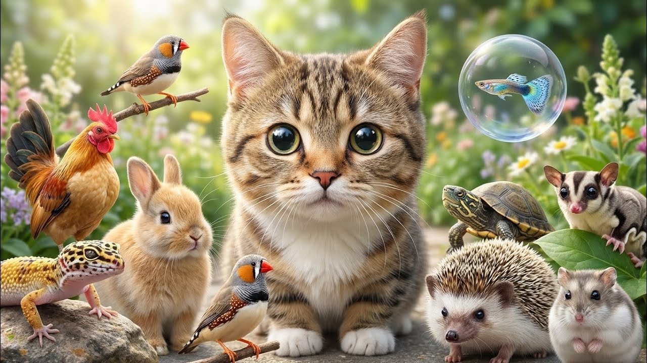 Cutest Mini Pet Collection: Dwarf Rabbit, Munchkin Cat, Guppy Fish, Mini Musik Turtle, Hamster
