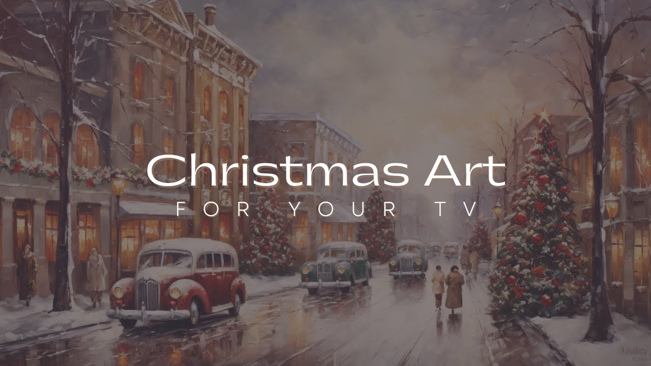 Vintage Christmas Town Landscape Art for TV | Winter Landscapes | Free TV Art | Winter TV Art